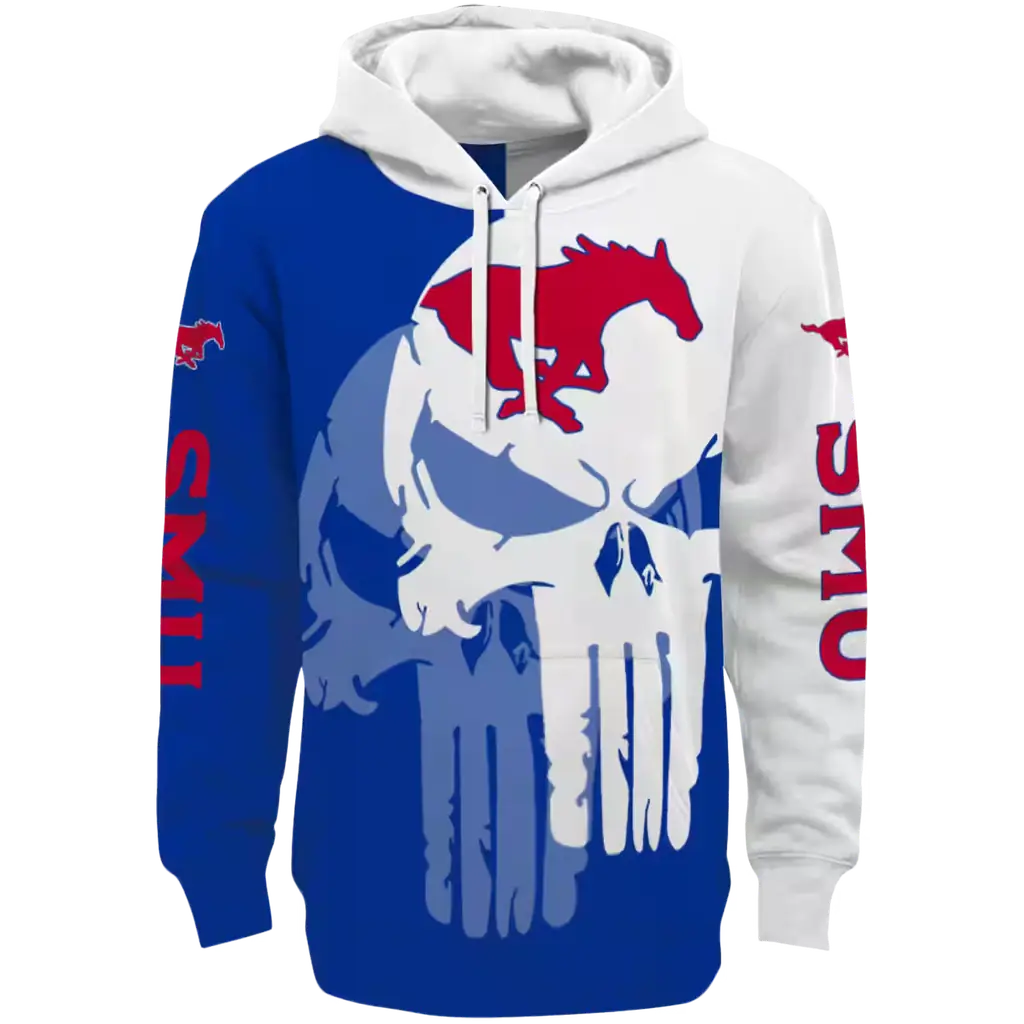 smu mustangs graphic punisher blue white hoodie best selling smu mustangs graphic punisher blue white hoodie best selling