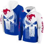 smu mustangs graphic punisher blue white hoodie best selling