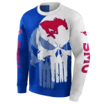 smu mustangs graphic punisher blue white hoodie best selling