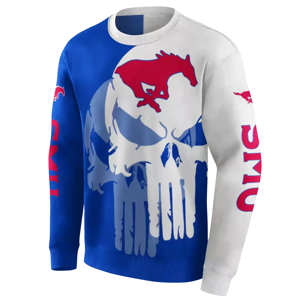 smu mustangs graphic punisher blue white hoodie new arrival smu mustangs graphic punisher blue white hoodie new arrival