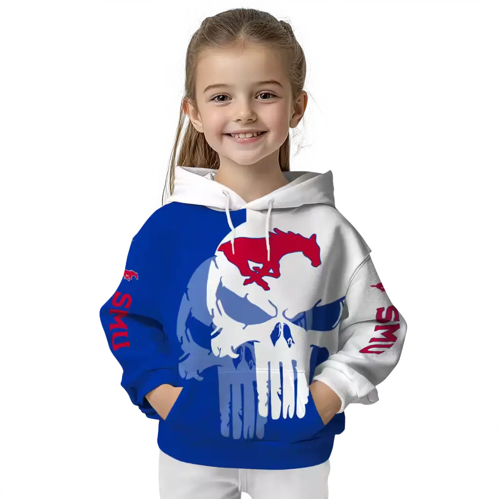 smu mustangs graphic punisher blue white hoodie top rated smu mustangs graphic punisher blue white hoodie top rated