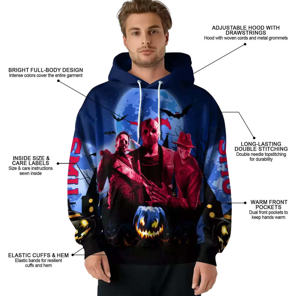 smu mustangs halloween vibes blue black hoodie latest model smu mustangs halloween vibes blue black hoodie latest model