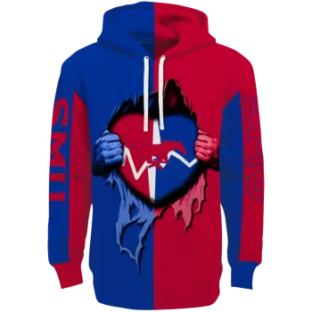 smu mustangs heartbeat graphic blue hoodie best selling