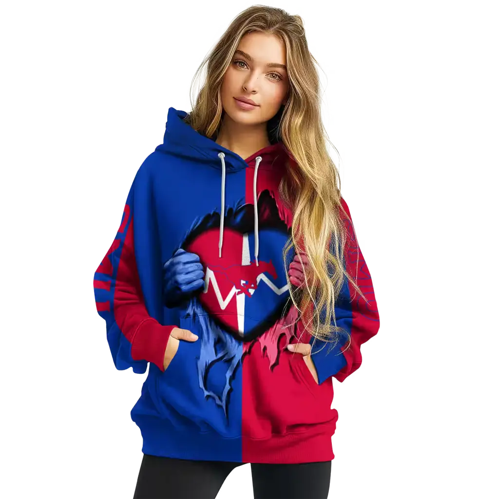 smu mustangs heartbeat graphic blue hoodie high quality smu mustangs heartbeat graphic blue hoodie high quality