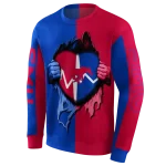 smu mustangs heartbeat graphic blue hoodie best selling