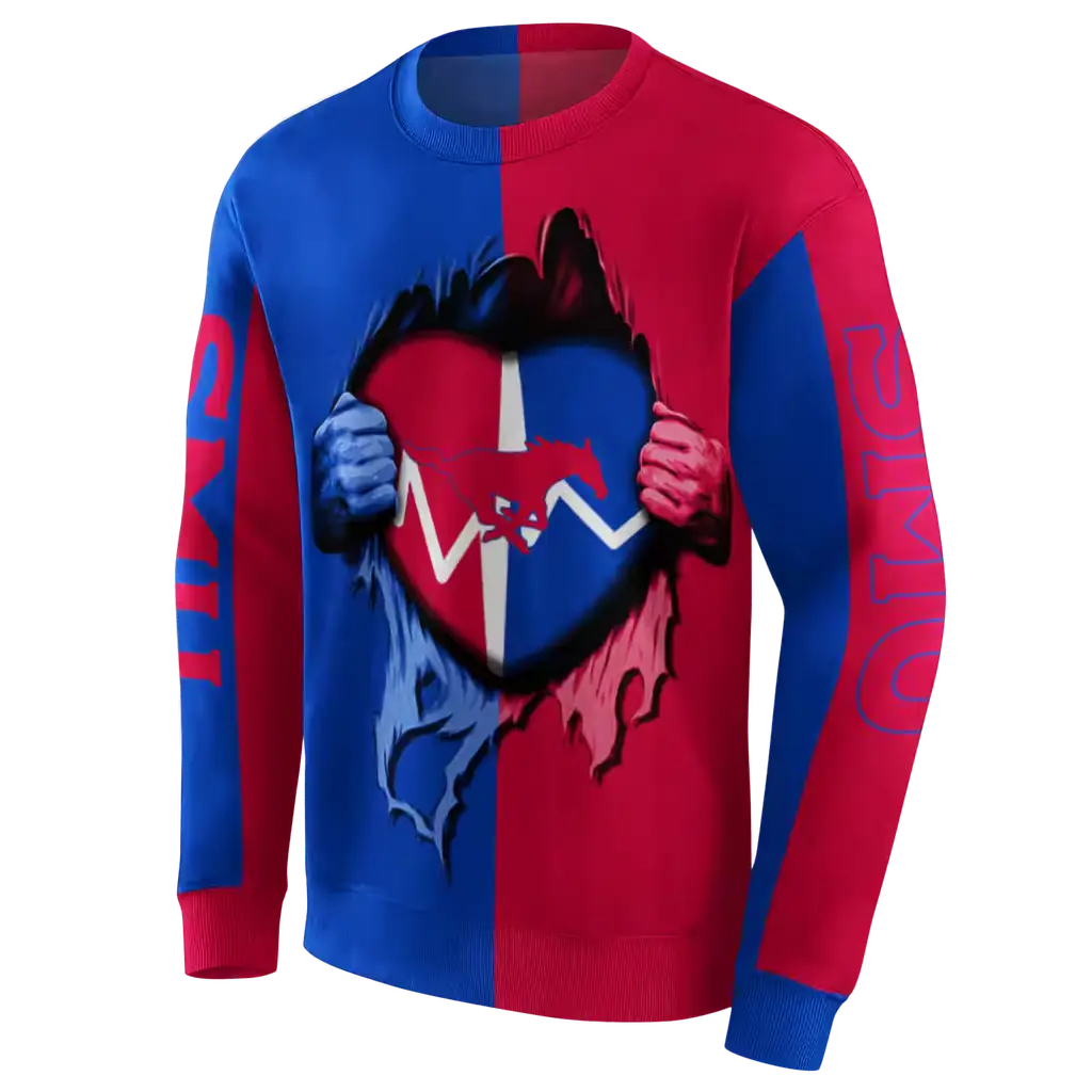 smu mustangs heartbeat graphic blue hoodie new arrival smu mustangs heartbeat graphic blue hoodie new arrival