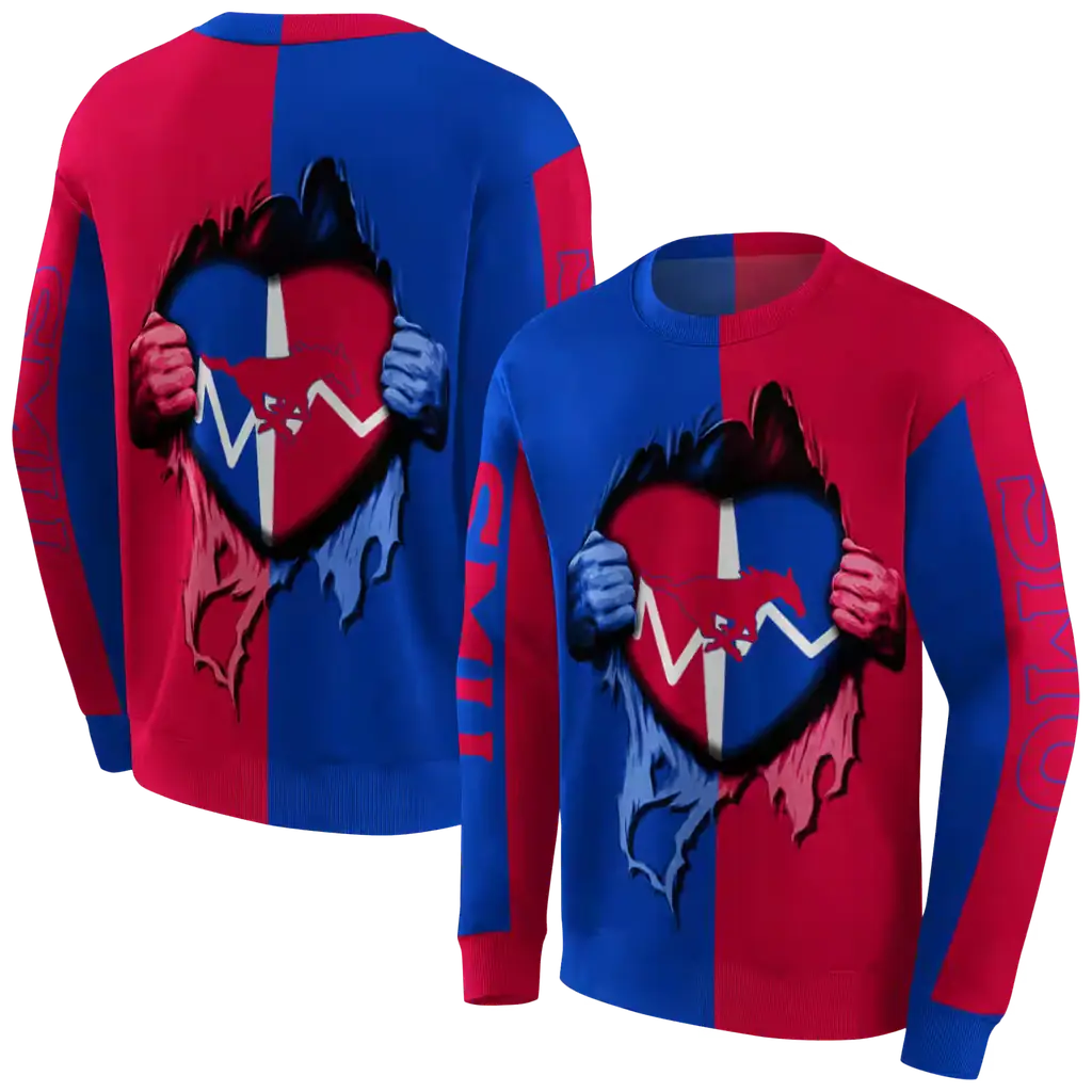 smu mustangs heartbeat graphic blue hoodie premium grade smu mustangs heartbeat graphic blue hoodie premium grade