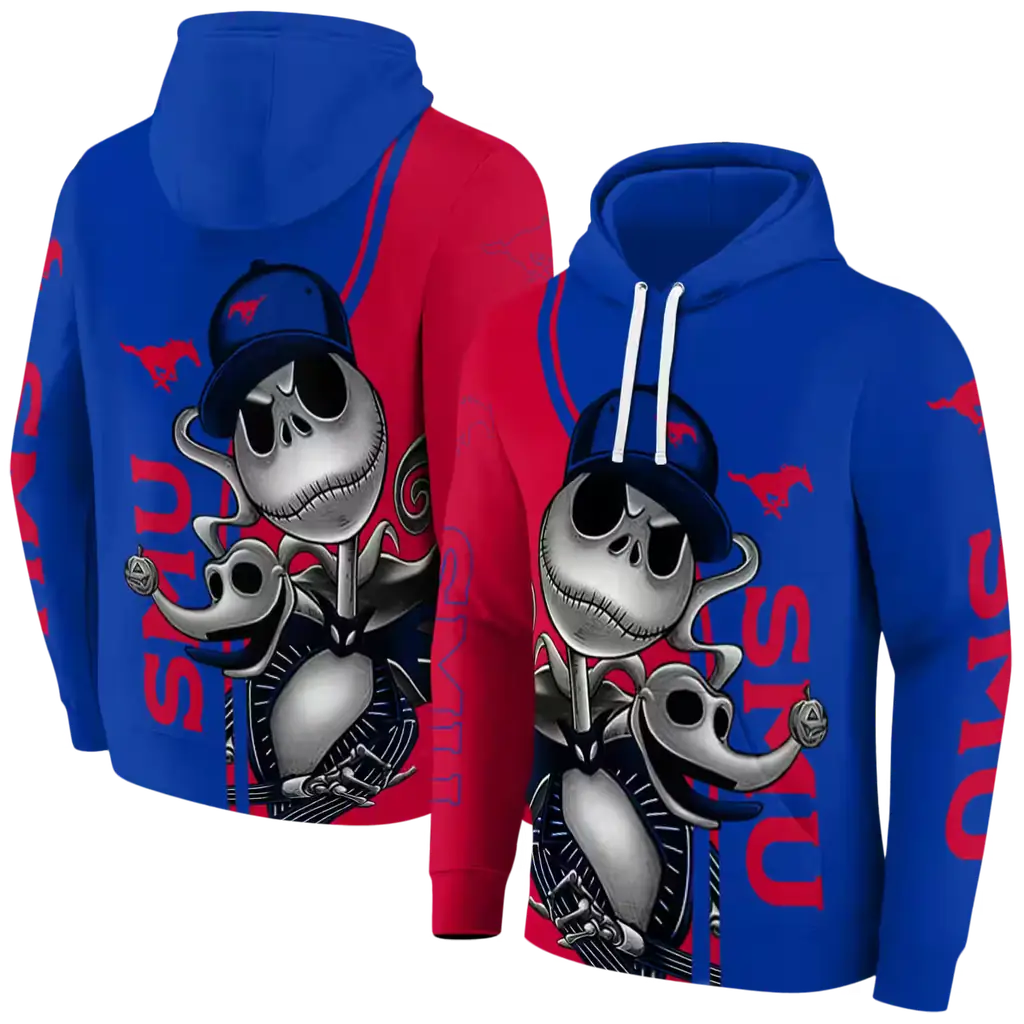 smu mustangs jack skellington blue hoodie fashion forward smu mustangs jack skellington blue hoodie fashion forward