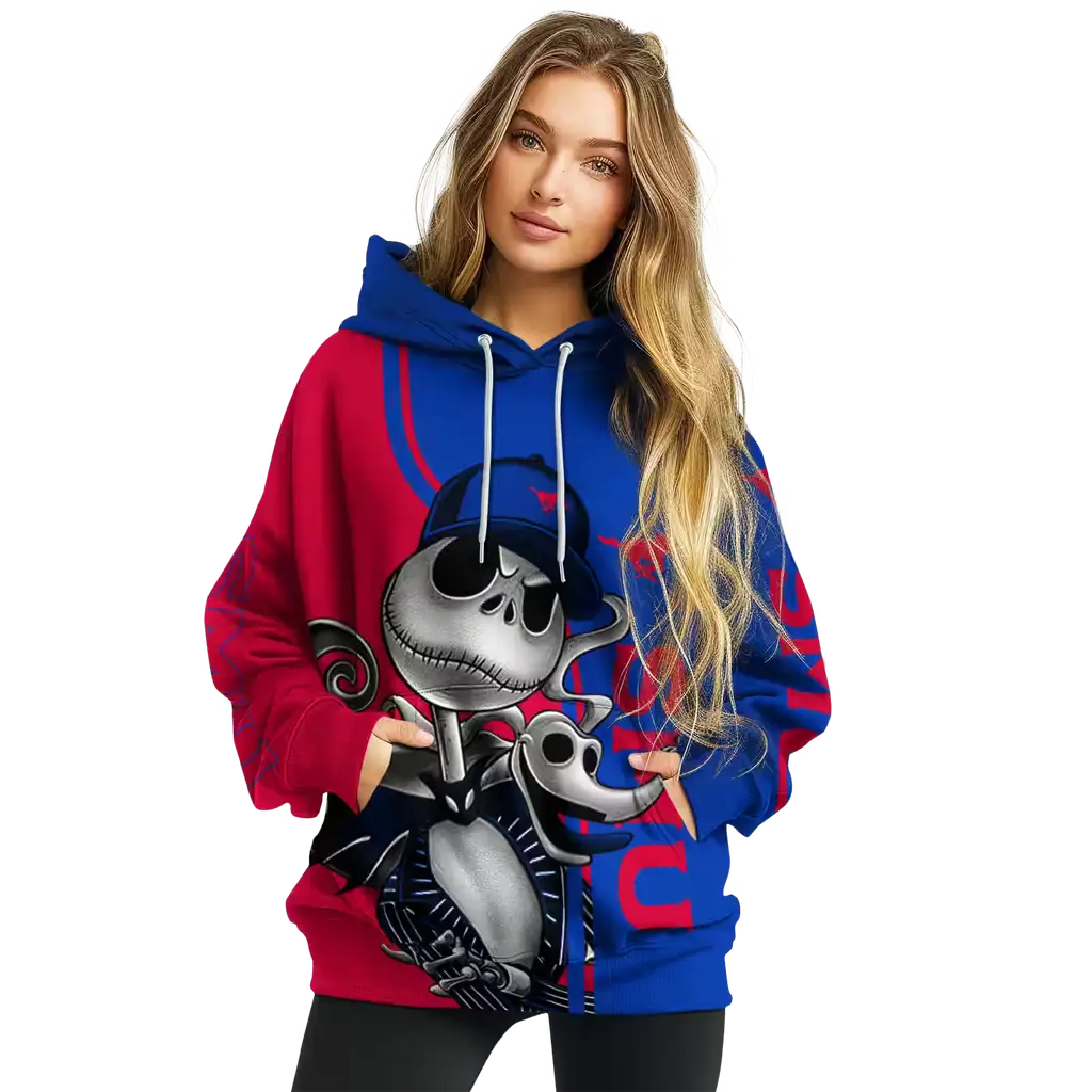 smu mustangs jack skellington blue hoodie high quality smu mustangs jack skellington blue hoodie high quality