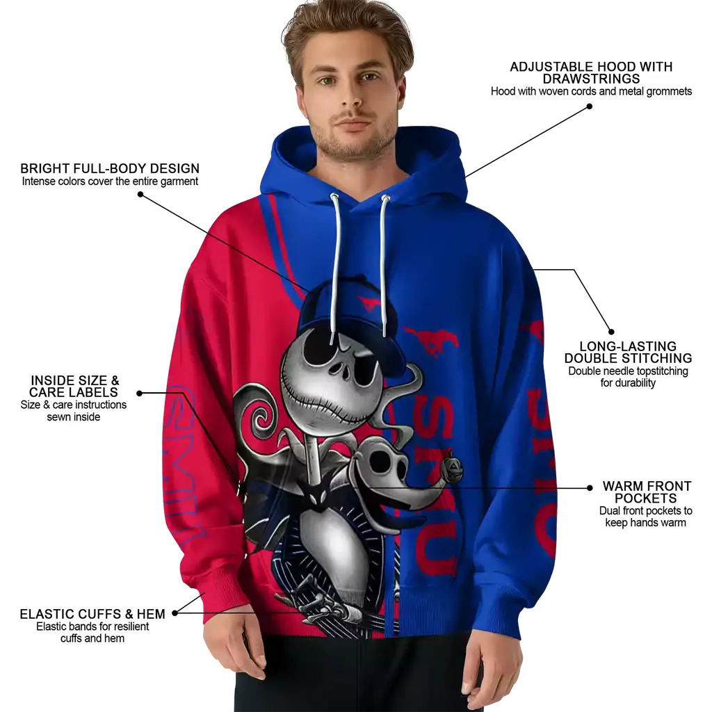 smu mustangs jack skellington blue hoodie latest model smu mustangs jack skellington blue hoodie latest model