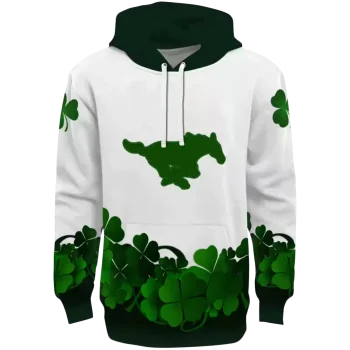 smu mustangs lucky motif white green hoodie best selling