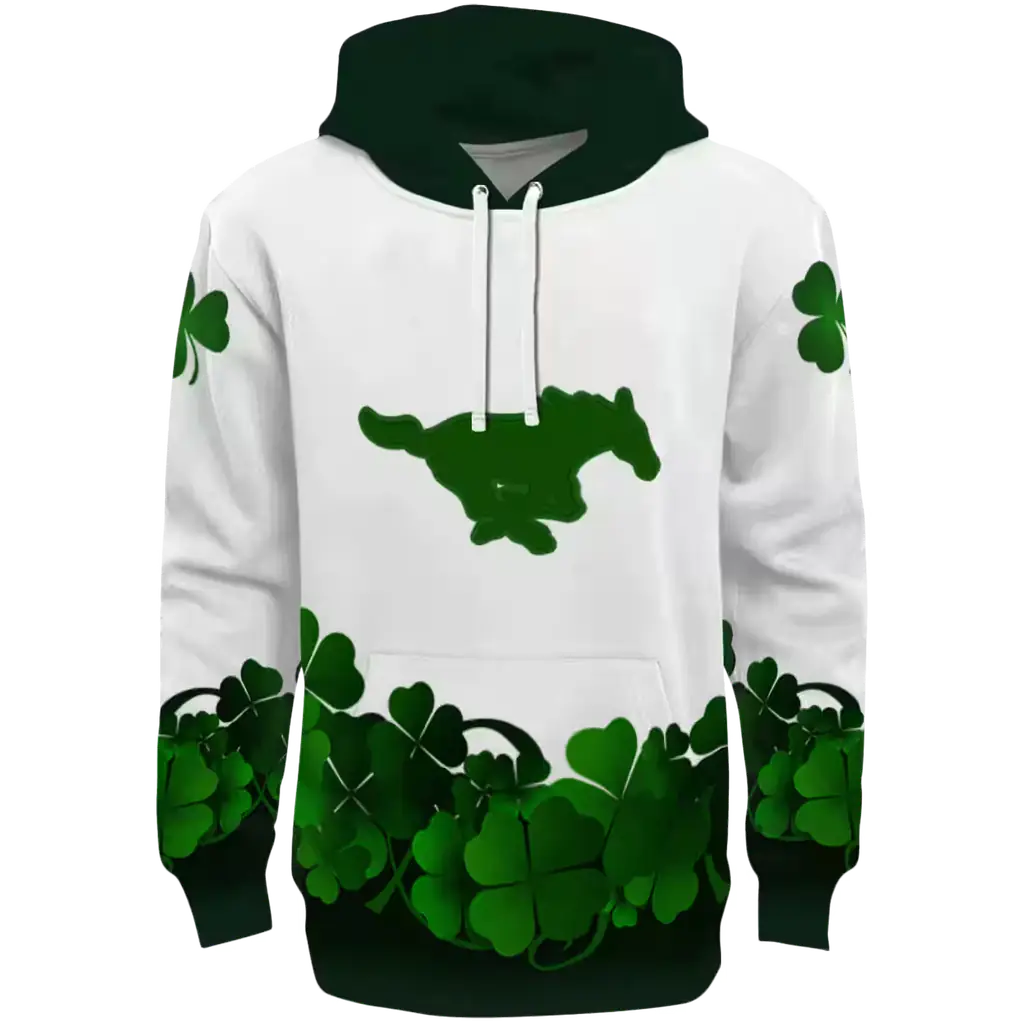 smu mustangs lucky motif white green hoodie best selling smu mustangs lucky motif white green hoodie best selling