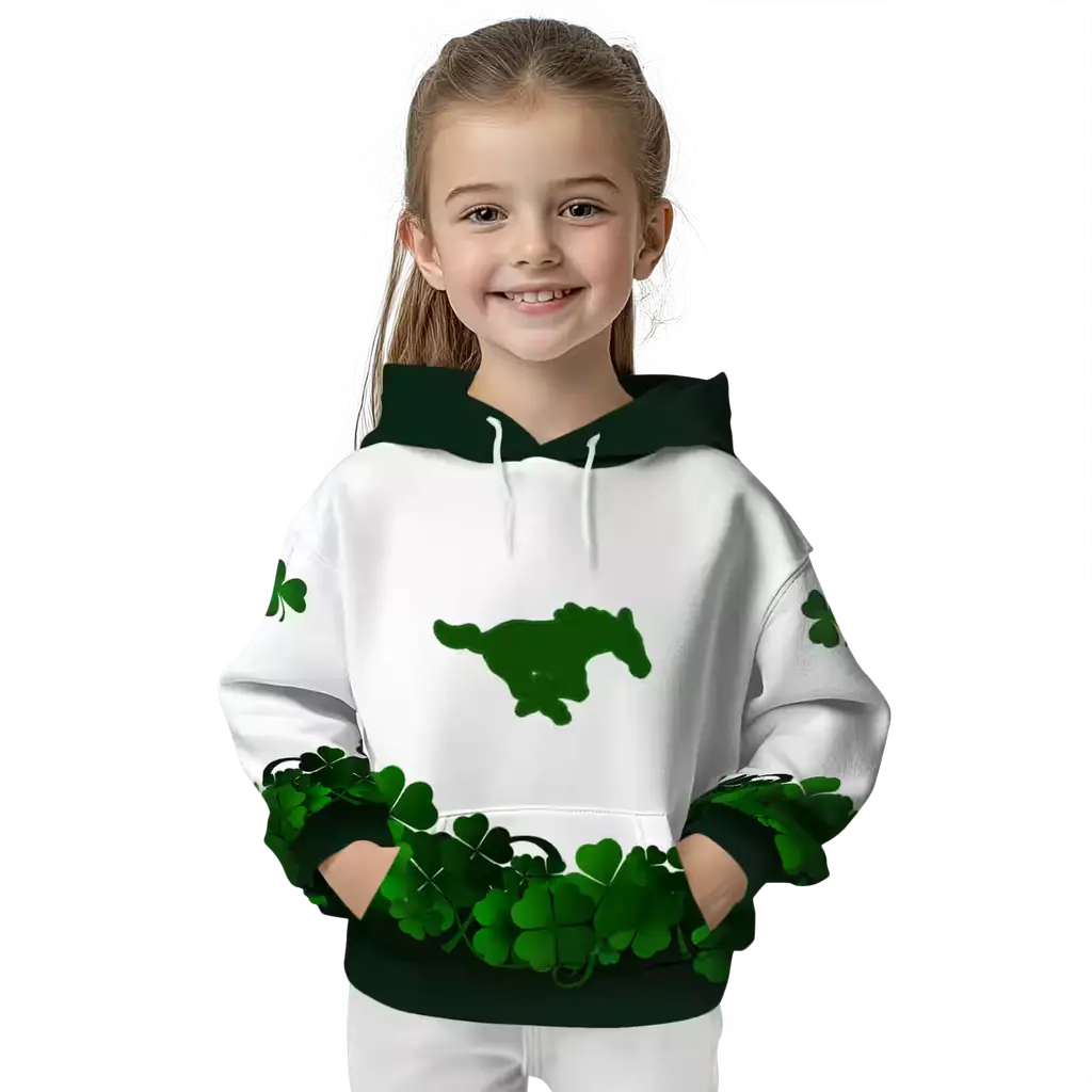 smu mustangs lucky motif white green hoodie top rated smu mustangs lucky motif white green hoodie top rated