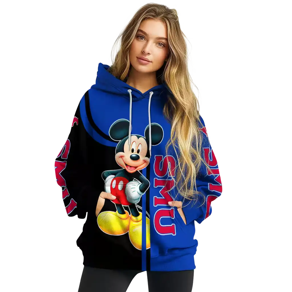 smu mustangs mickey mouse blue black hoodie high quality smu mustangs mickey mouse blue black hoodie high quality