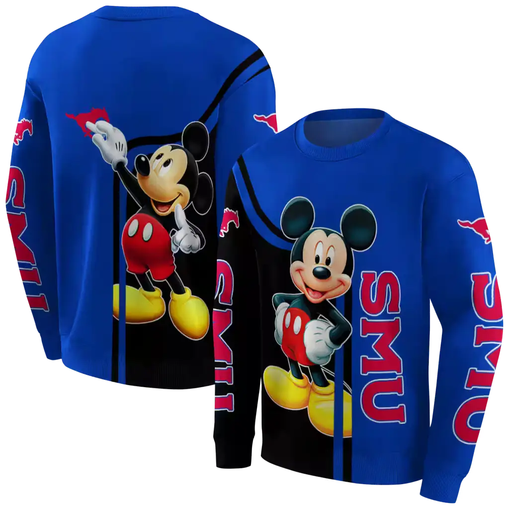 smu mustangs mickey mouse blue black hoodie premium grade smu mustangs mickey mouse blue black hoodie premium grade