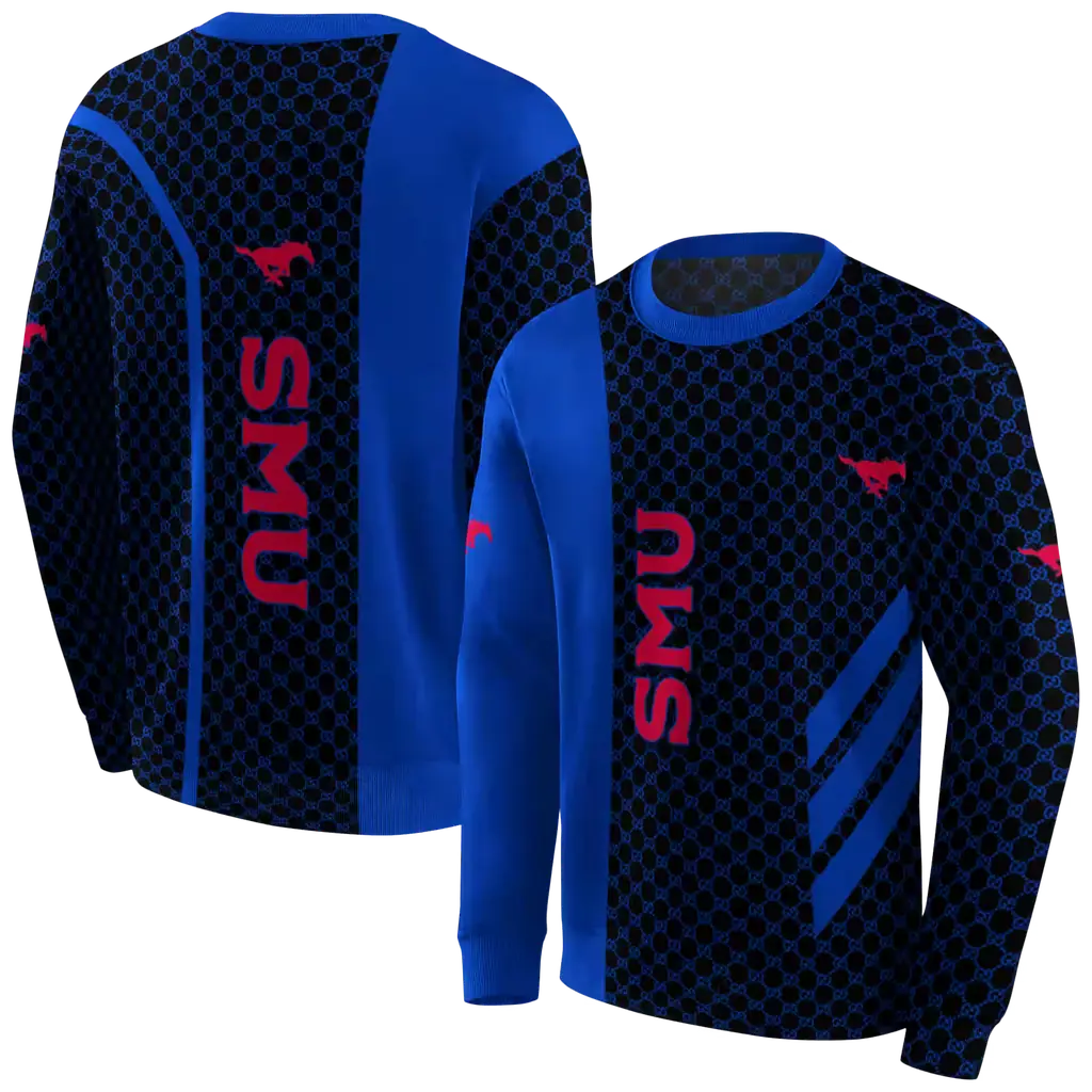 smu mustangs monogram pattern blue hoodie premium grade smu mustangs monogram pattern blue hoodie premium grade