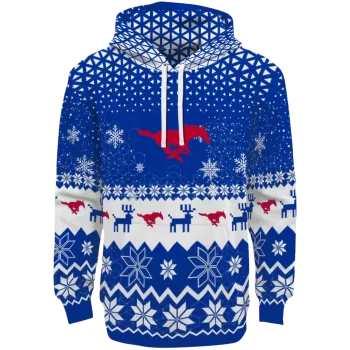 smu mustangs reindeer motif blue hoodie best selling