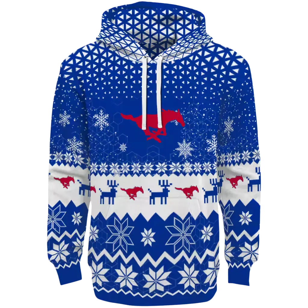 smu mustangs reindeer motif blue hoodie best selling smu mustangs reindeer motif blue hoodie best selling