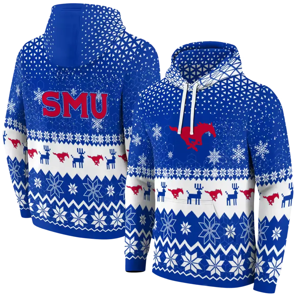 smu mustangs reindeer motif blue hoodie fashion forward smu mustangs reindeer motif blue hoodie fashion forward