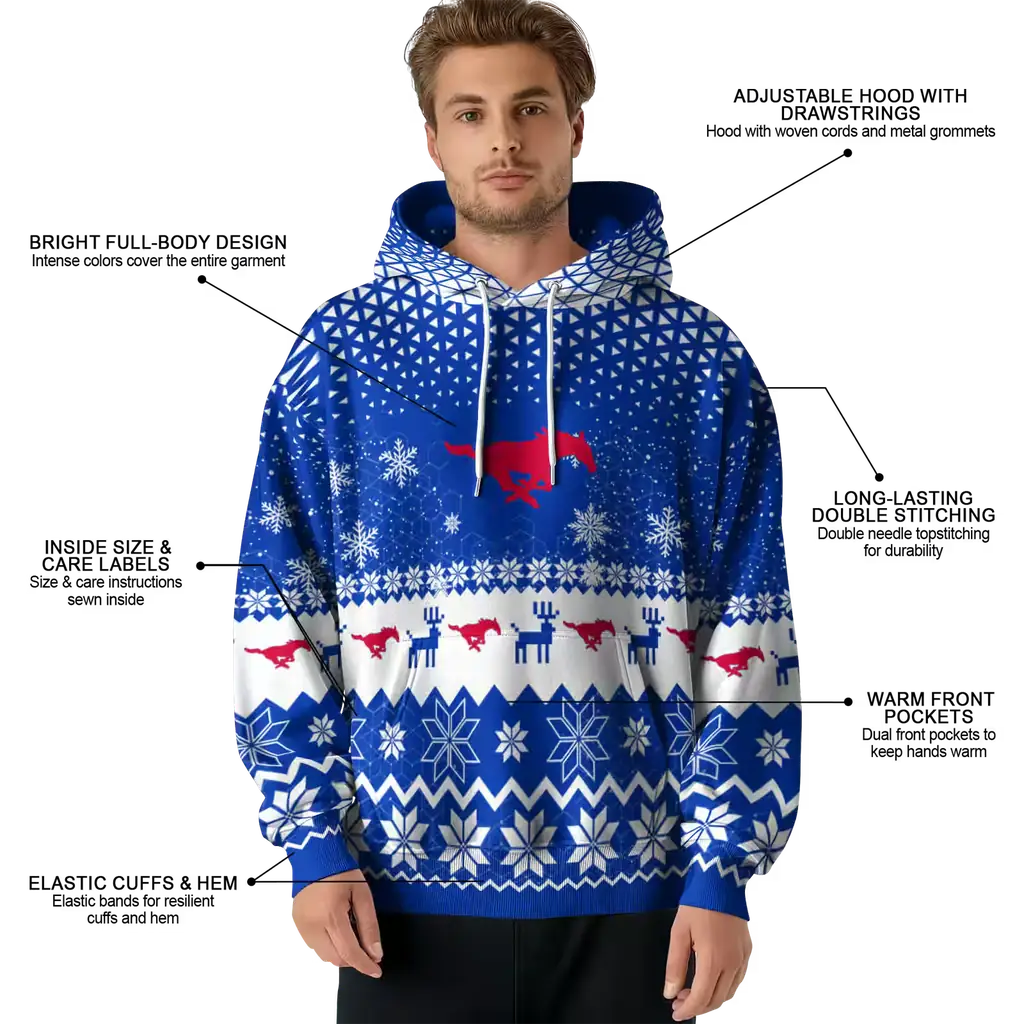 smu mustangs reindeer motif blue hoodie latest model smu mustangs reindeer motif blue hoodie latest model