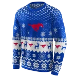 smu mustangs reindeer motif blue hoodie best selling