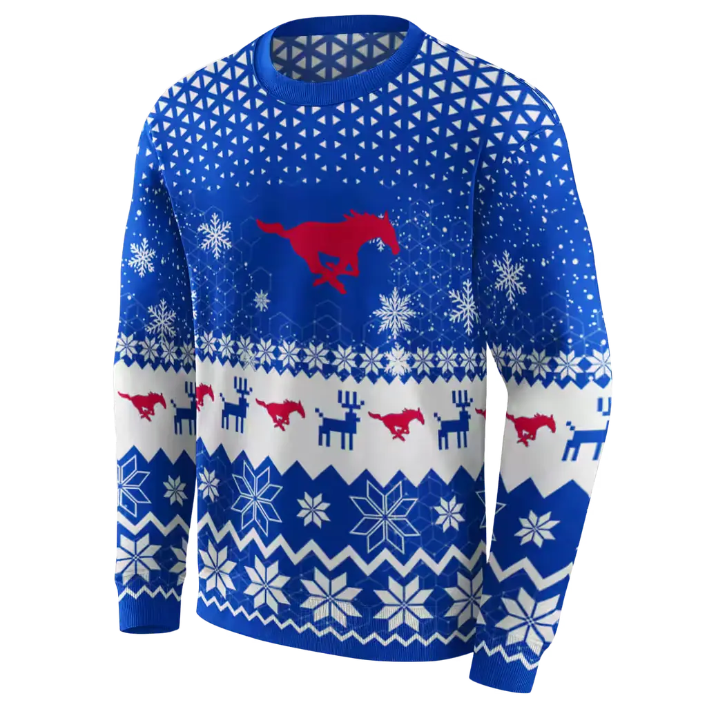 smu mustangs reindeer motif blue hoodie new arrival smu mustangs reindeer motif blue hoodie new arrival