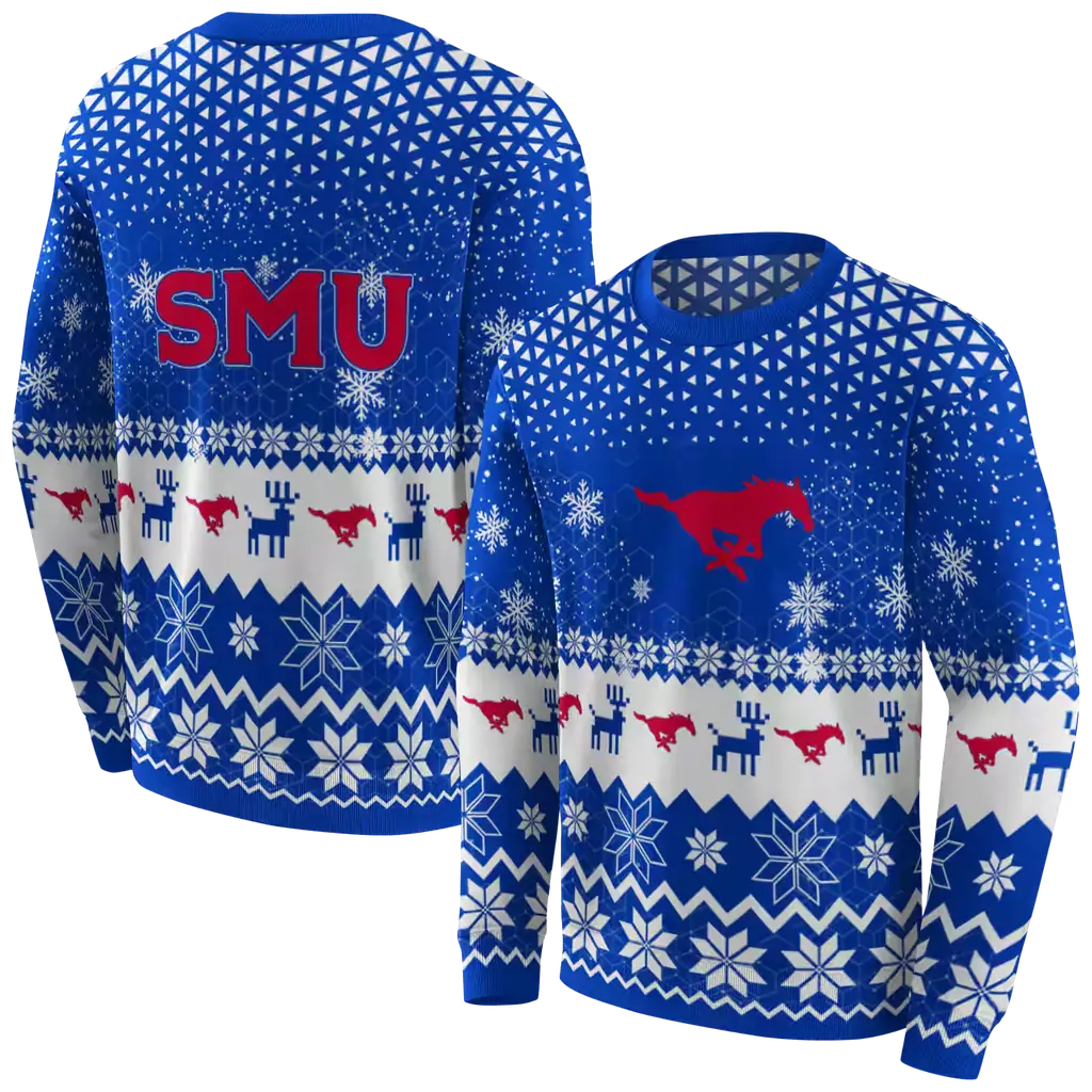 smu mustangs reindeer motif blue hoodie premium grade smu mustangs reindeer motif blue hoodie premium grade