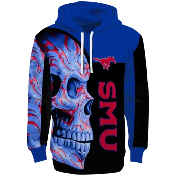 smu mustangs skull motif blue black hoodie best selling