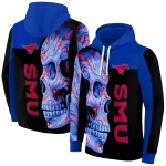smu mustangs skull motif blue black hoodie best selling