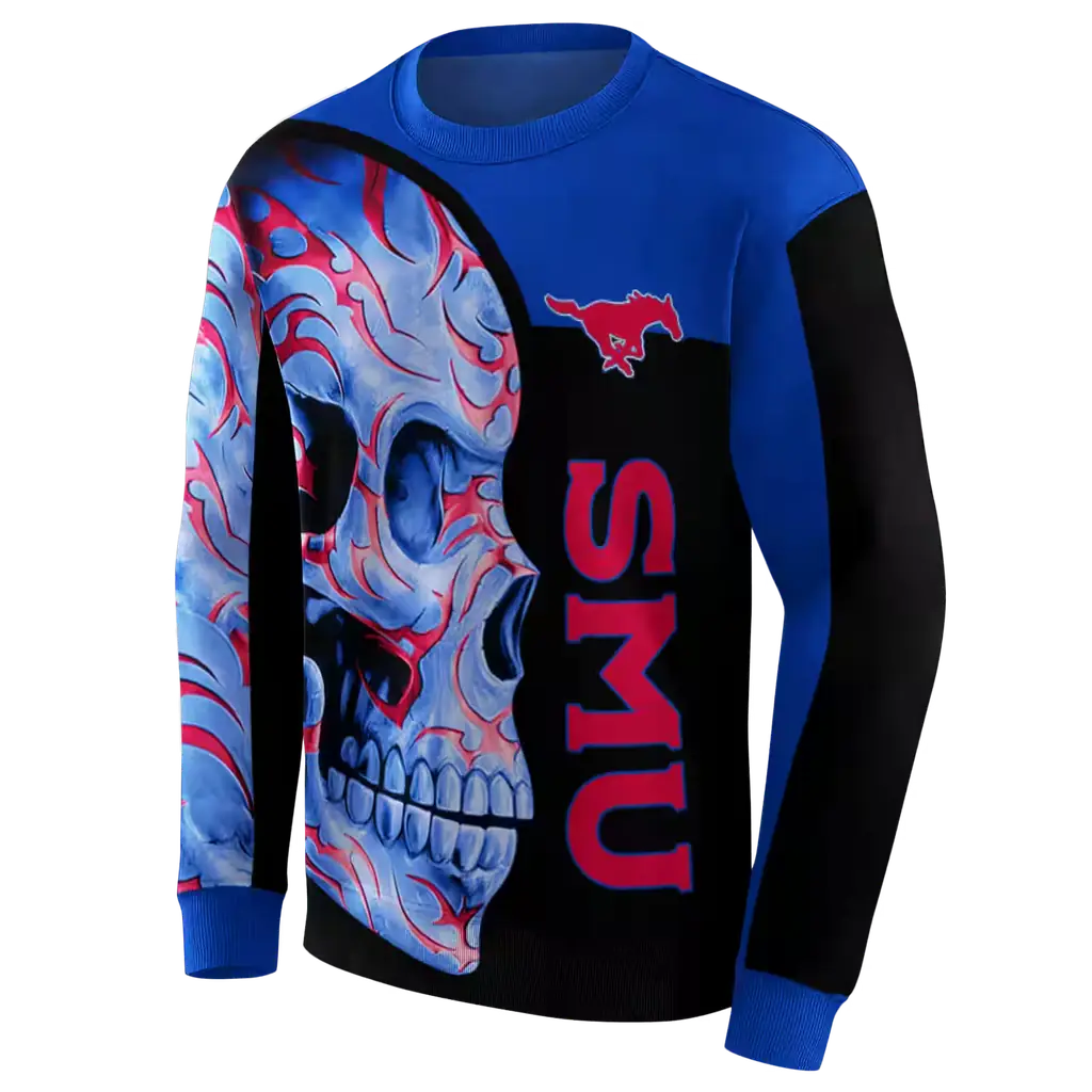 smu mustangs skull motif blue black hoodie new arrival smu mustangs skull motif blue black hoodie new arrival