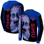 smu mustangs skull motif blue black hoodie best selling