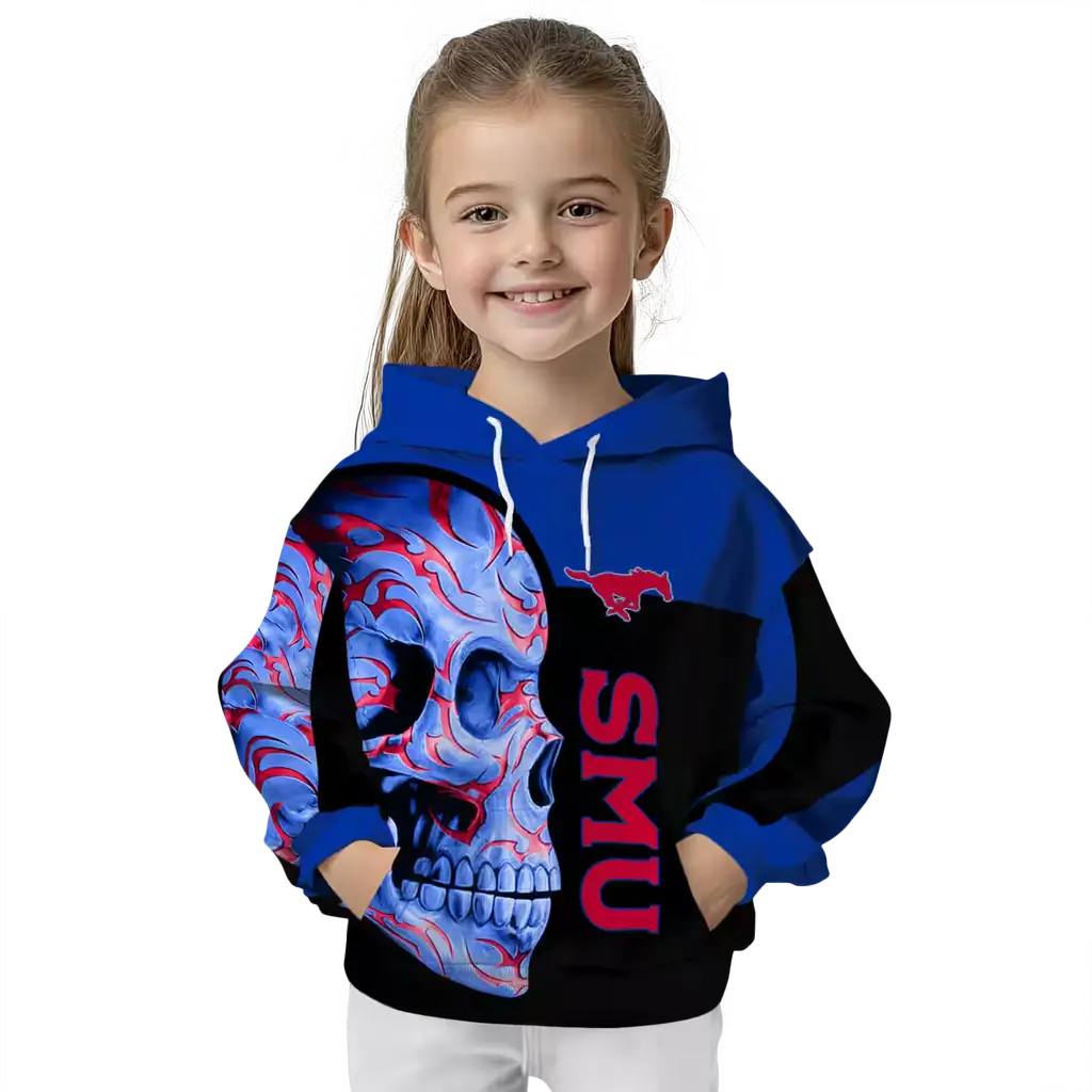 smu mustangs skull motif blue black hoodie top rated smu mustangs skull motif blue black hoodie top rated
