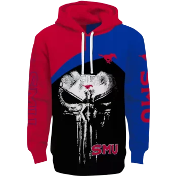 smu mustangs skull punisher red black hoodie best selling