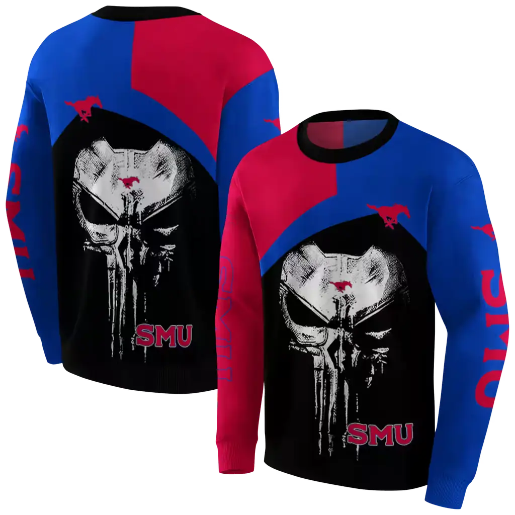 smu mustangs skull punisher red black hoodie premium grade smu mustangs skull punisher red black hoodie premium grade