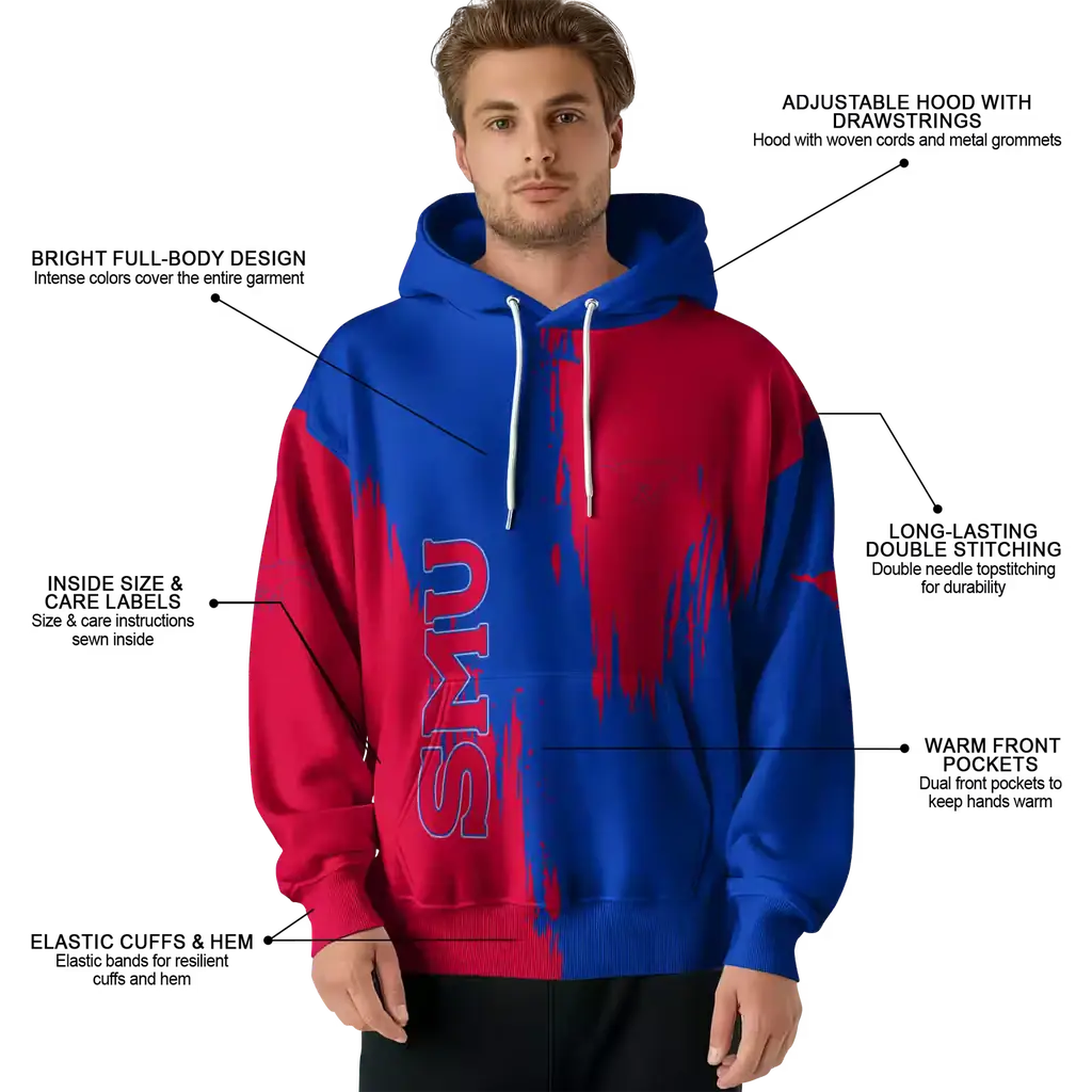 smu mustangs splatter effect blue hoodie latest model smu mustangs splatter effect blue hoodie latest model