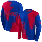 smu mustangs splatter effect blue hoodie best selling