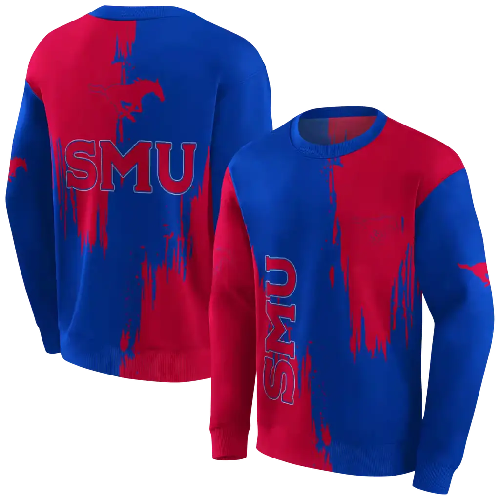 smu mustangs splatter effect blue hoodie premium grade smu mustangs splatter effect blue hoodie premium grade