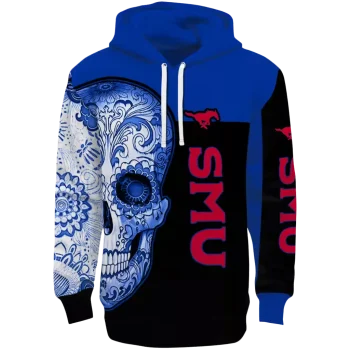 smu mustangs sugar skull blue black hoodie best selling