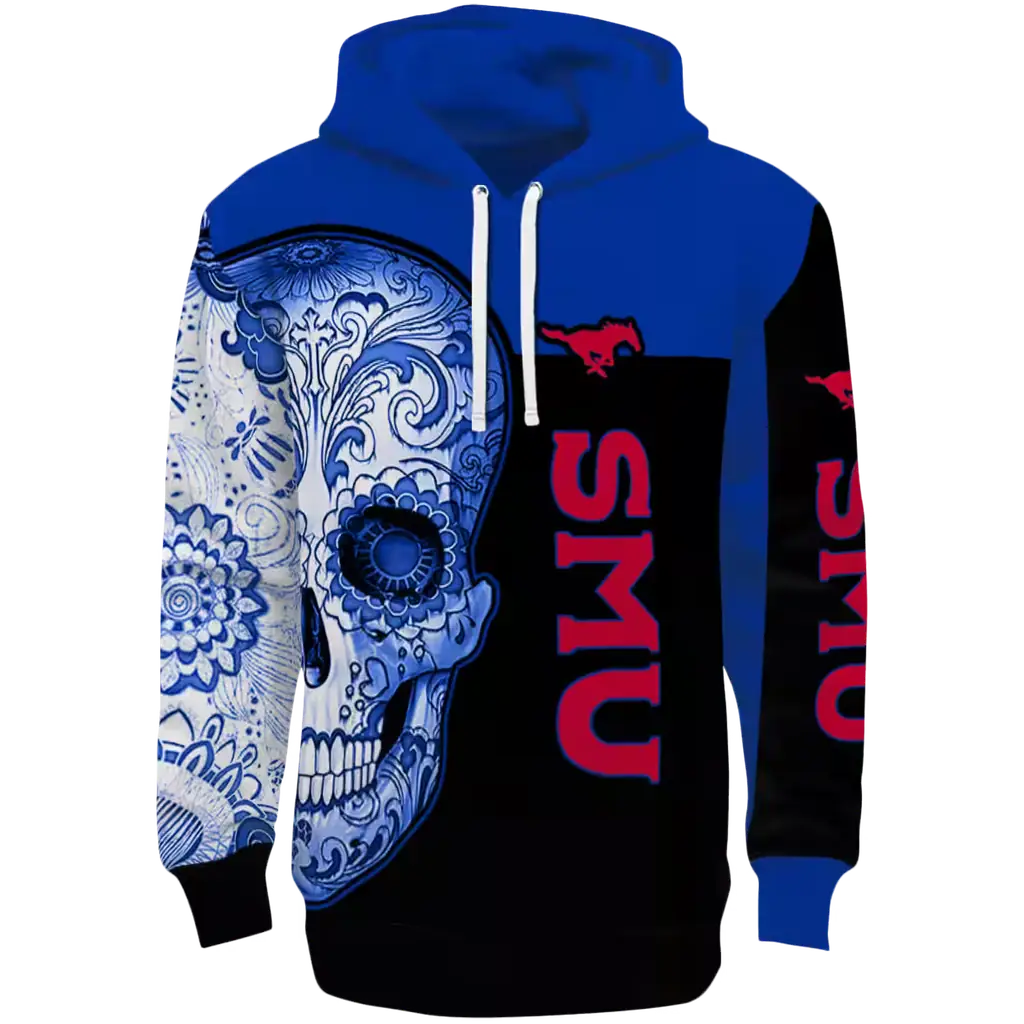 smu mustangs sugar skull blue black hoodie best selling smu mustangs sugar skull blue black hoodie best selling
