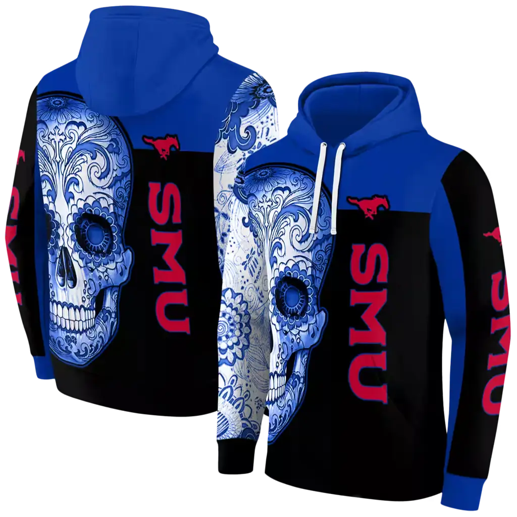 smu mustangs sugar skull blue black hoodie fashion forward smu mustangs sugar skull blue black hoodie fashion forward