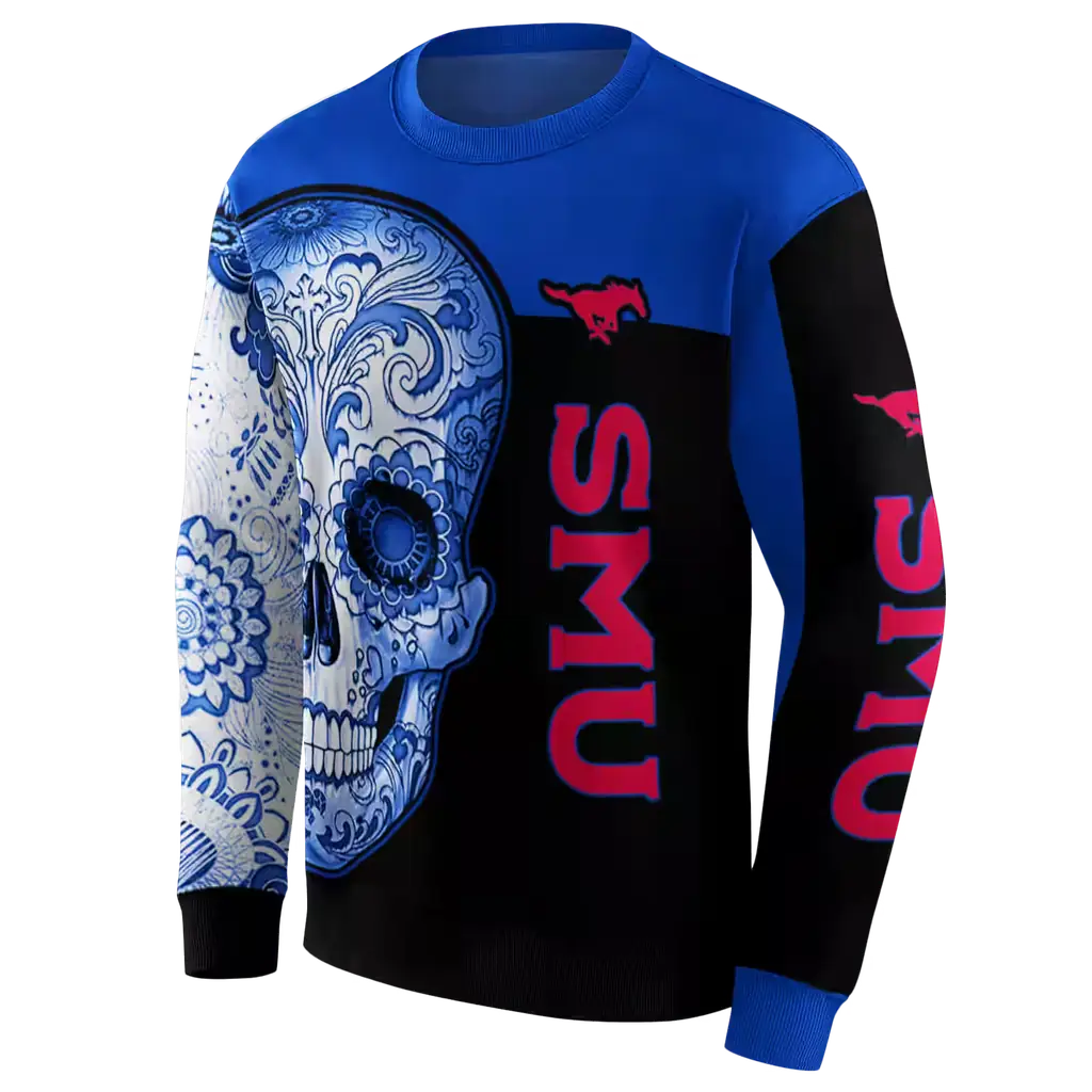 smu mustangs sugar skull blue black hoodie new arrival smu mustangs sugar skull blue black hoodie new arrival