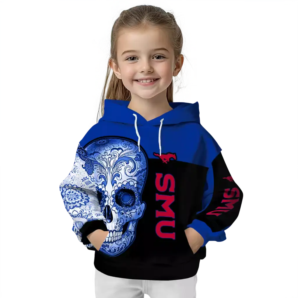 smu mustangs sugar skull blue black hoodie top rated smu mustangs sugar skull blue black hoodie top rated
