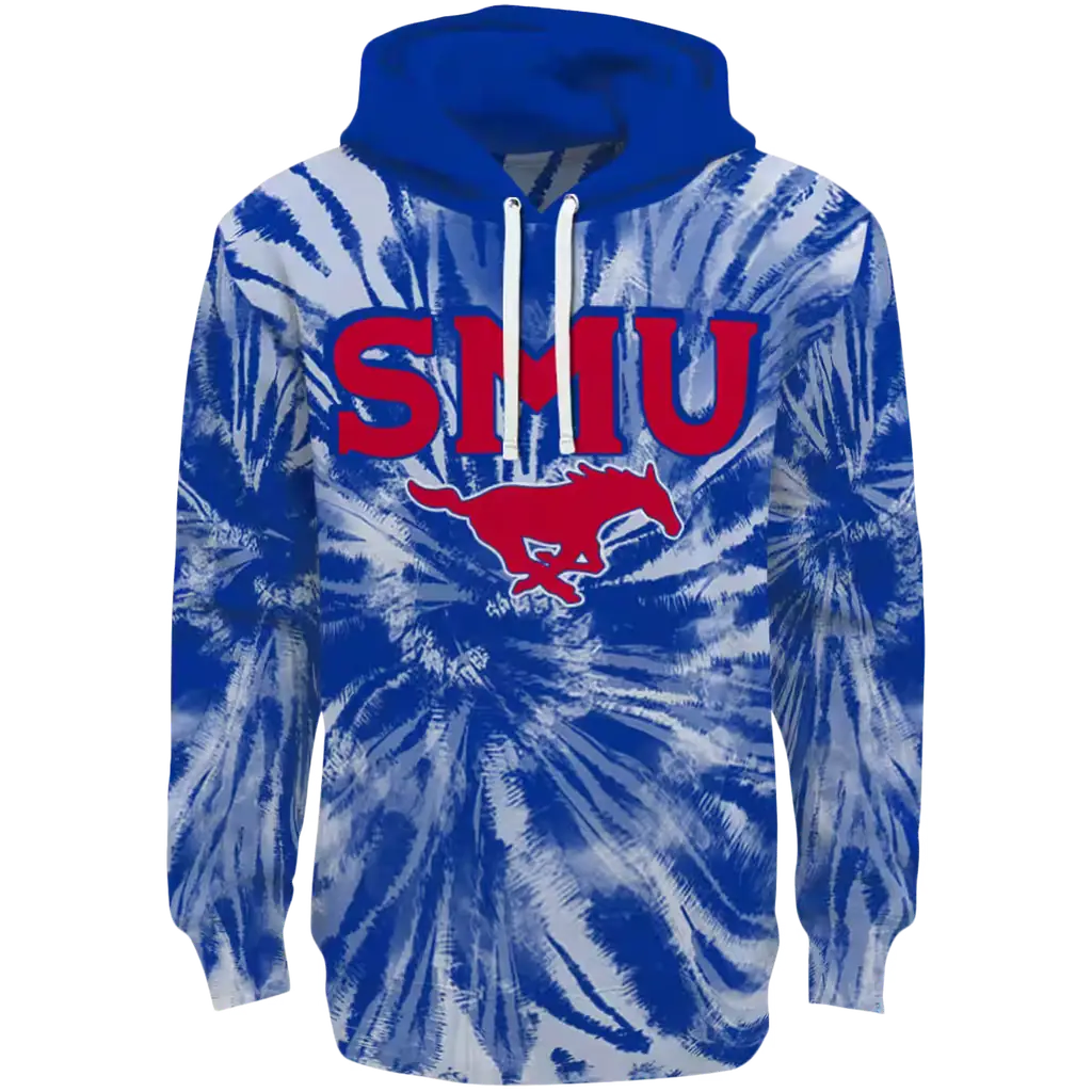 smu mustangs tie dye pattern blue hoodie best selling smu mustangs tie dye pattern blue hoodie best selling