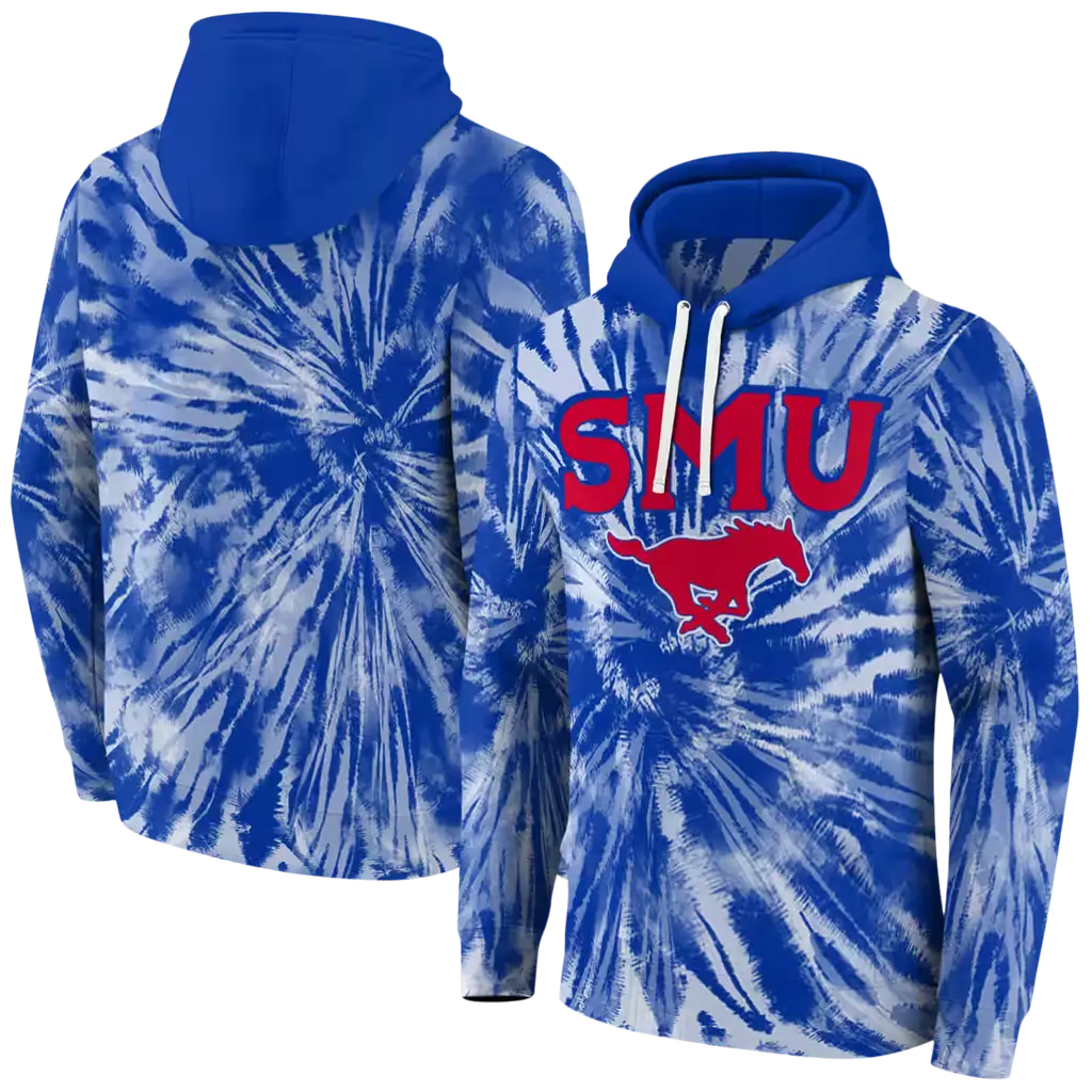 smu mustangs tie dye pattern blue hoodie fashion forward smu mustangs tie dye pattern blue hoodie fashion forward