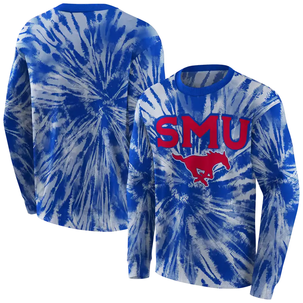 smu mustangs tie dye pattern blue hoodie premium grade smu mustangs tie dye pattern blue hoodie premium grade