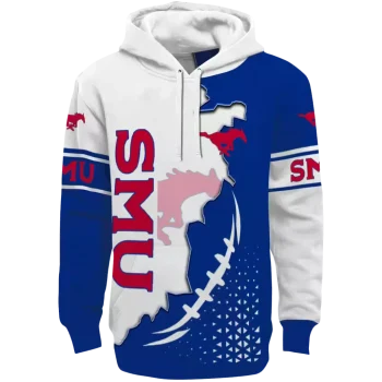 smu mustangs triangular pattern blue white hoodie best selling