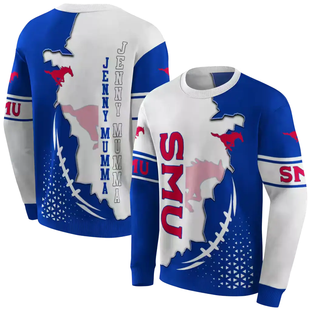 smu mustangs triangular pattern blue white hoodie premium grade smu mustangs triangular pattern blue white hoodie premium grade