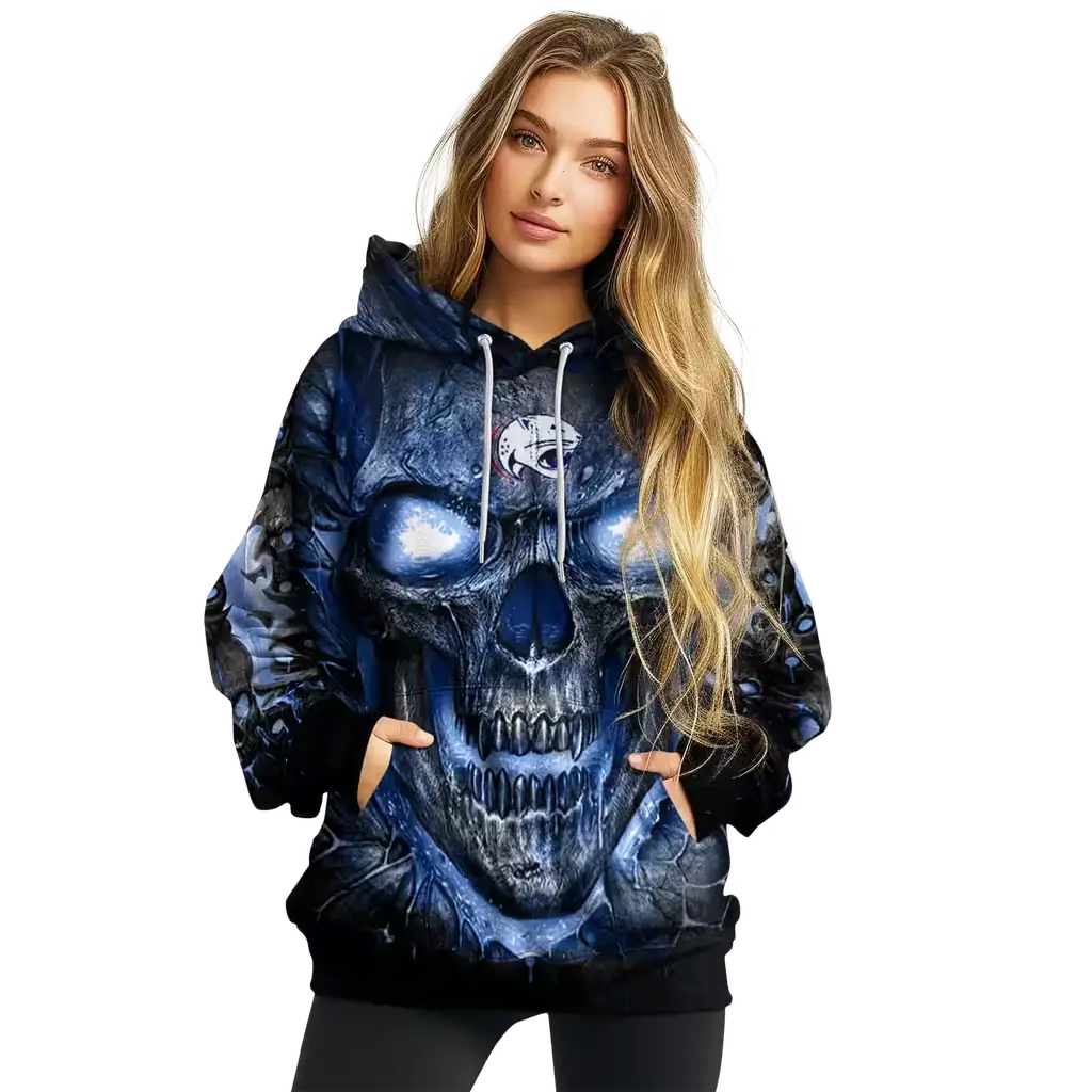 south alabama jaguars demonic skull blue black hoodie high quality south alabama jaguars demonic skull blue black hoodie high quality