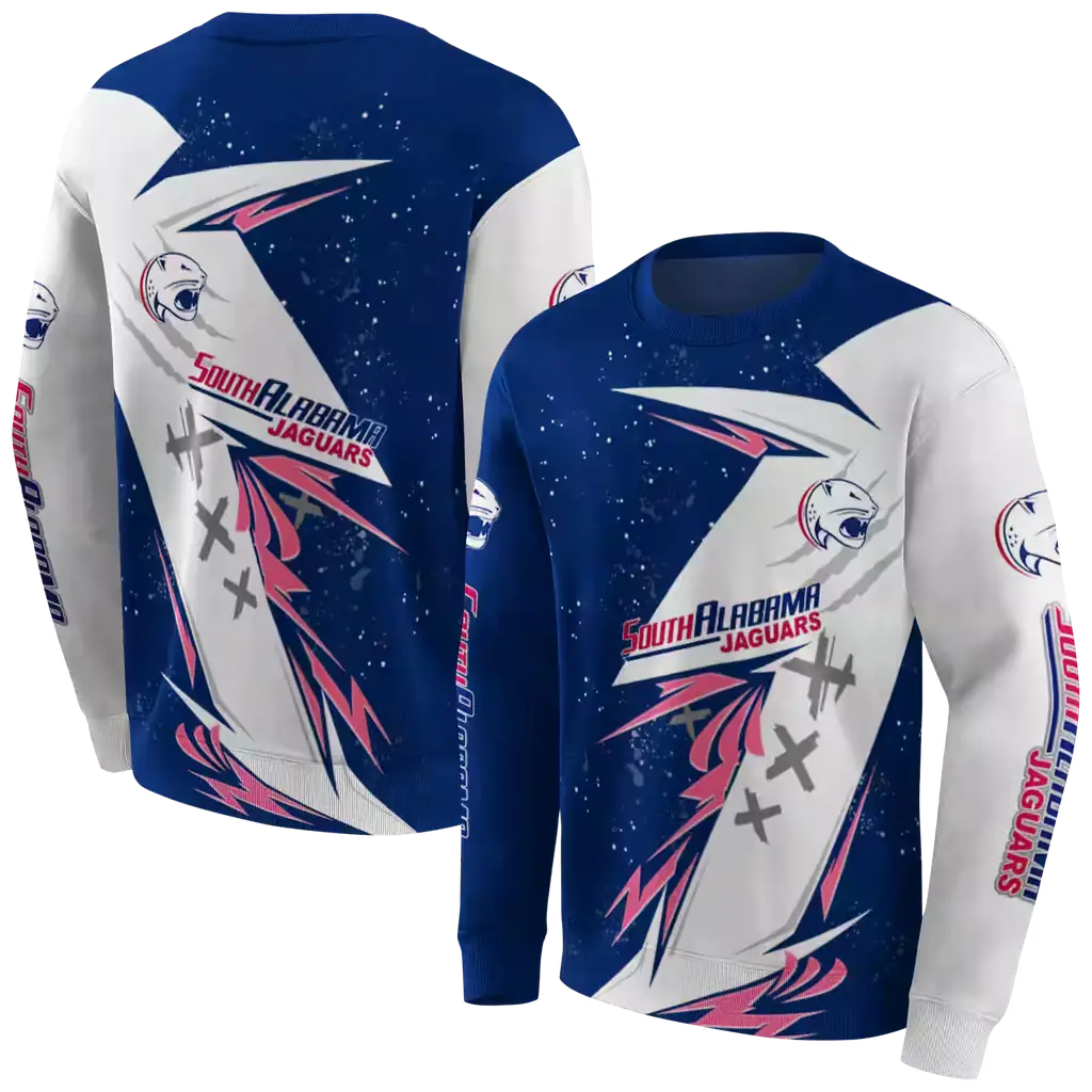 south alabama jaguars dynamic slash blue white hoodie premium grade south alabama jaguars dynamic slash blue white hoodie premium grade