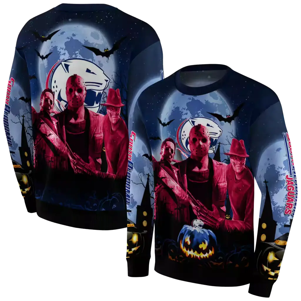 south alabama jaguars halloween vibes blue black hoodie premium grade south alabama jaguars halloween vibes blue black hoodie premium grade